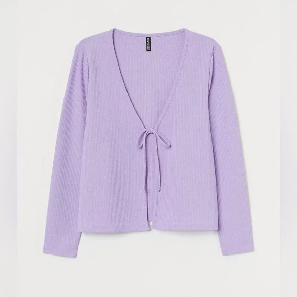 DIVIDED, H&M+ Ribbed Light Purple Cardigan Size Small - Picture 1 of 6